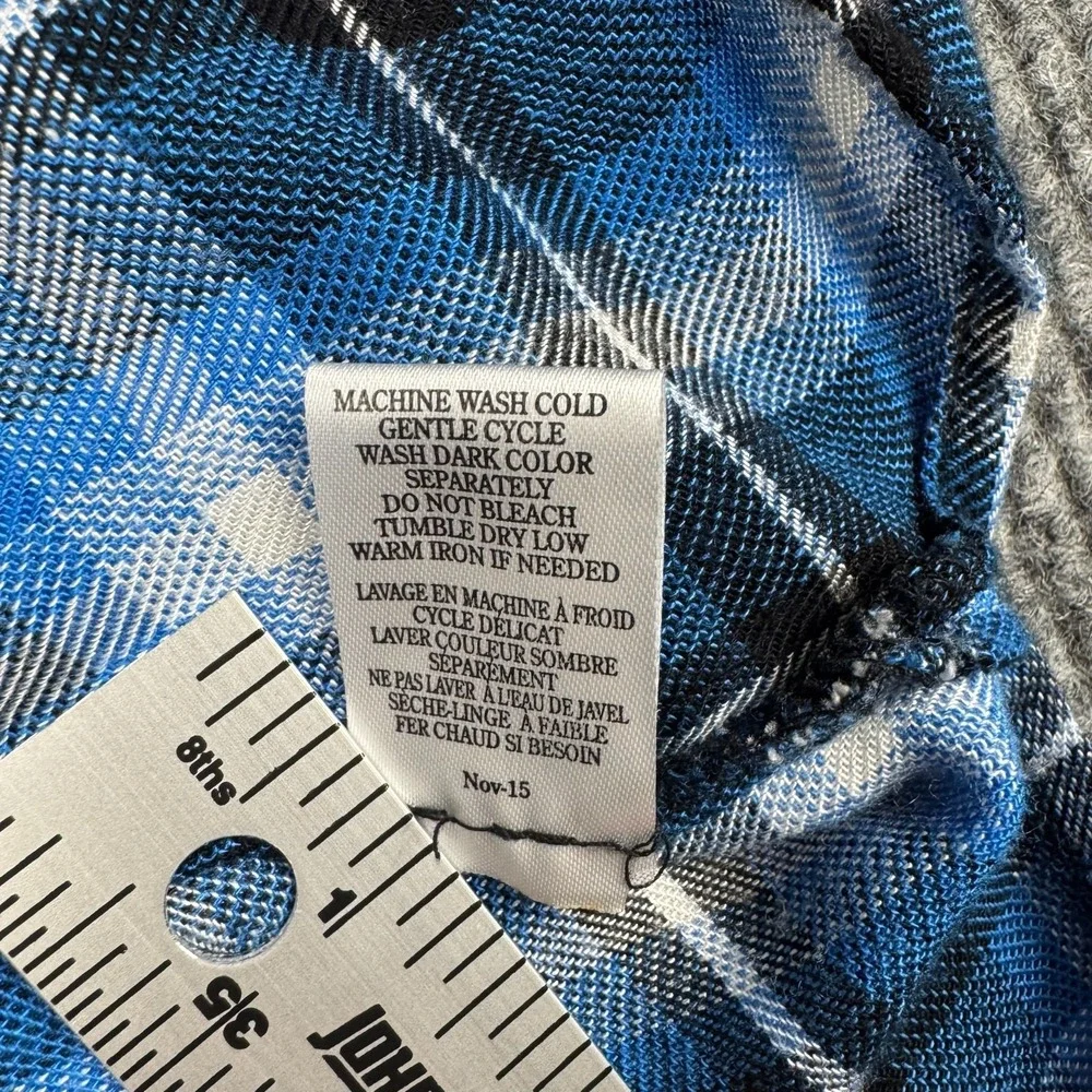White Crow Flannel Button Up Shirt Womens L Blue Plaid Tunic Grunge Heritage - Picture 6 of 10